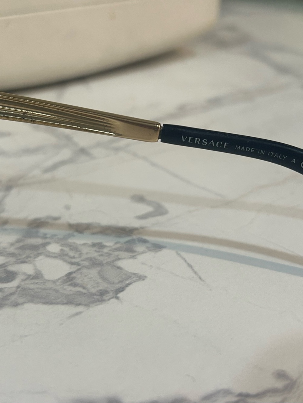 Versace Black Sunglass Shield with Gold Trim - Picture 4 of 7